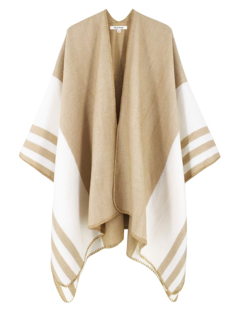 Moss Rose Women's Travel Plaid Shawl Wrap Open Front Poncho Cape for Fall Winter Holiday Gift - Image 1